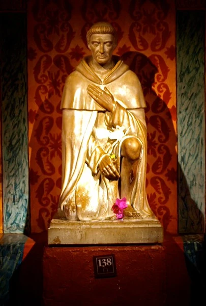 Statue of St. Peregrine in the Serra Chapel at Mission San Juan Capistrano